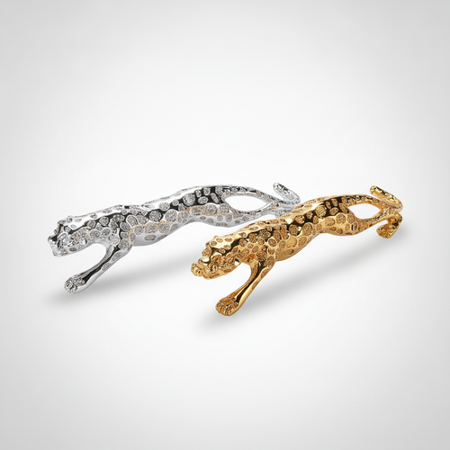 16-Inch Leaping Leopard Figurine – Silver or Gold Finish
