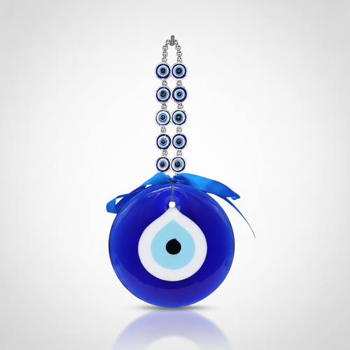 Handcrafted Evil Eye Wall Hanging with Blue Ribbon