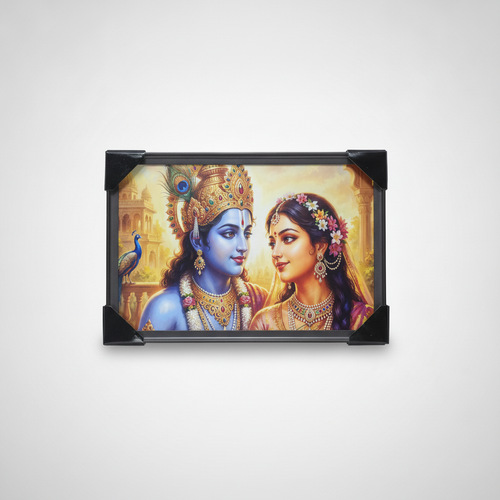 Radha Krishna Framed Wall Art Print | Divine Hindu Décor