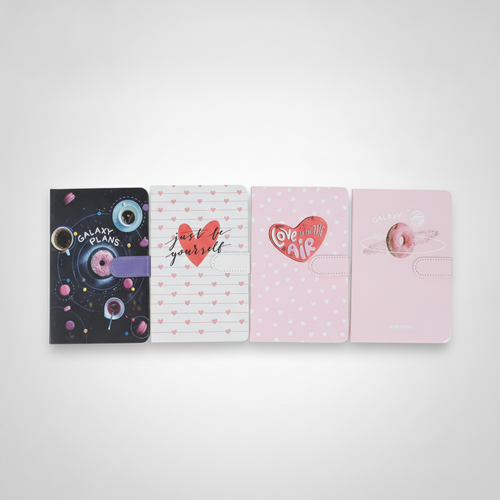 Galaxy Plans & Love Themed Hardcover Diary Notebooks – Set of 4