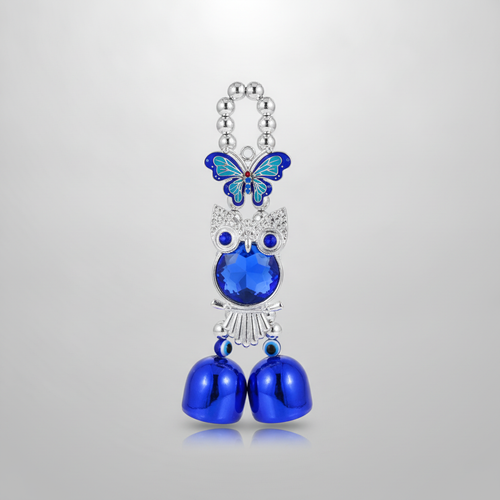 Blue Evil Eye Owl & Butterfly Wind Chime Wall Hanging