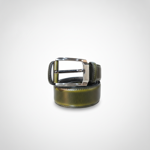 Wrangler Men's Olive Green Leather Belt – Silver Buckle