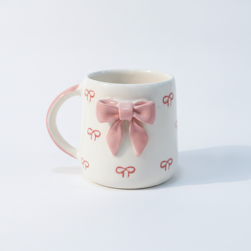 Handmade Ceramic Bow Mug | 3D Bow Detail | Cottagecore