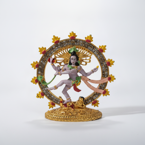 Nataraja Dancing Shiva Idol Figurine with Rhinestone Halo