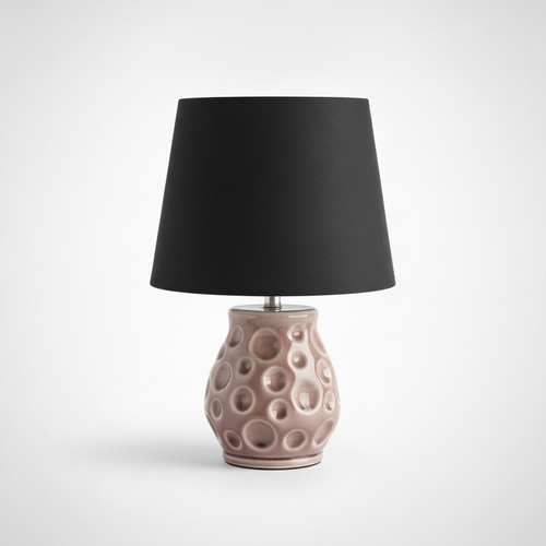 Ceramic Bubble Table Lamp with Black Fabric Shade