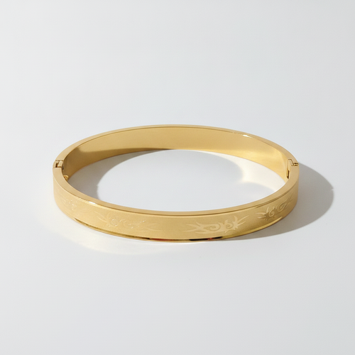 Men's Gold-Tone Engraved Bangle Bracelet