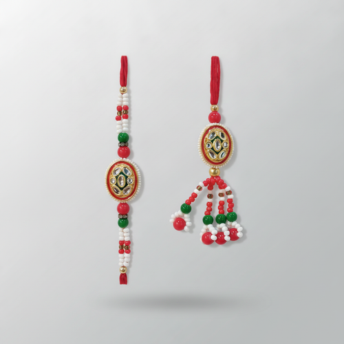 Kundan Bhaiya Bhabhi Combo Rakhi Set with Lumba