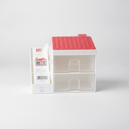 House-Shaped Desk Organiser with 2 Clear Drawers