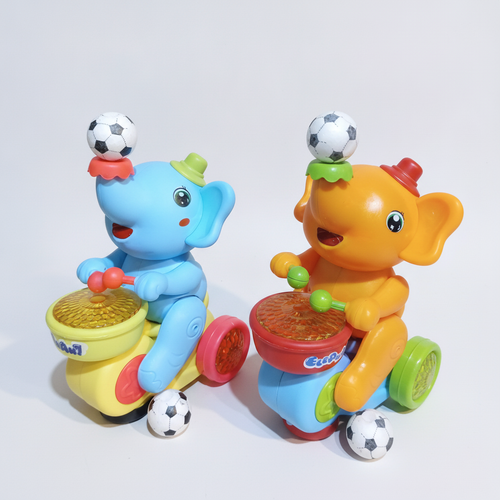 Musical Elephant Drummer Toy with LED Lights & Soccer Balls