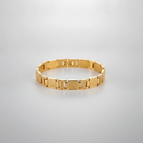 Gold-Tone Stainless Steel Link Bracelet for Men
