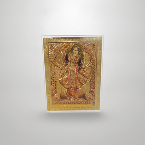 Golden Lord Krishna Car Dashboard Idol Frame
