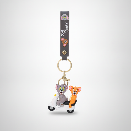 Tom & Jerry on Scooter 3D Rubber Keychain