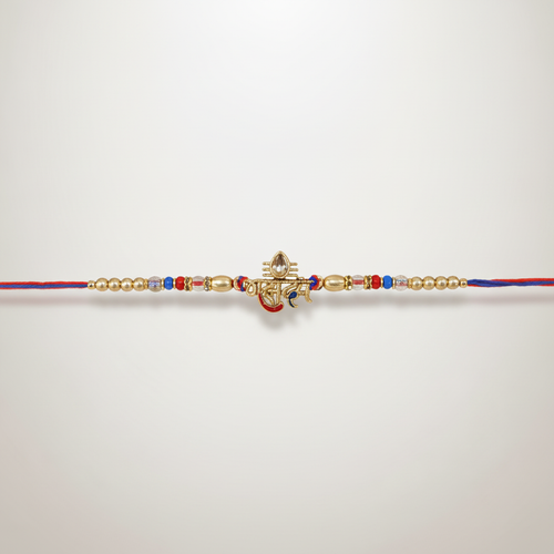 Mahadev Rakhi with Gold Beads & Colorful Thread