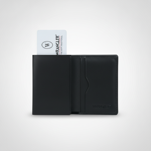 Wrangler Men's Leather Card Wallet with Popper