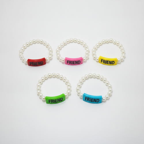 FRIEND Pearl Bead Bracelet – Colorful Friendship Band