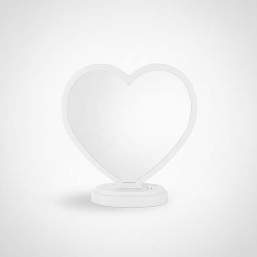 Heart-Shaped Magic Mirror Vanity Stand – White Frame