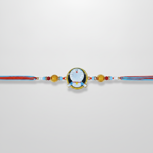 Doraemon Kids Rakhi with Colourful Beads & Thread