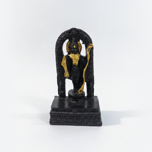 Ram Lalla Black & Gold Idol Statue with Arch — Ayodhya Style