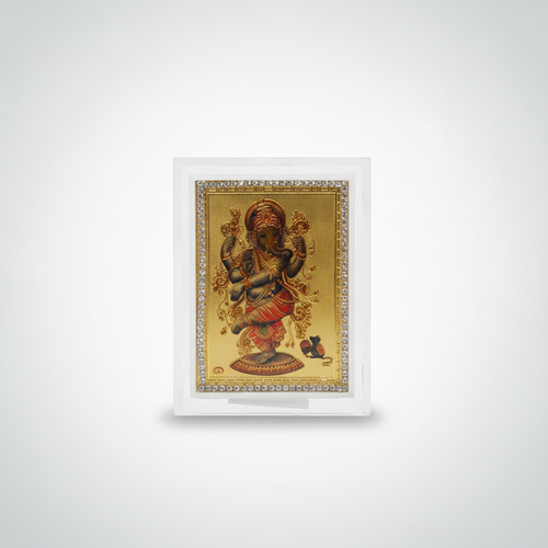 Gold Ganesh Crystal Acrylic Frame Desk Décor with Rhinestones