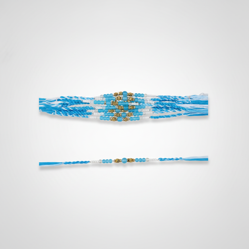 Sky Blue Beaded Rakhi Set – Box of 12