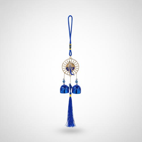 Ganesha Evil Eye Wind Chime with Blue Bells & Tassel