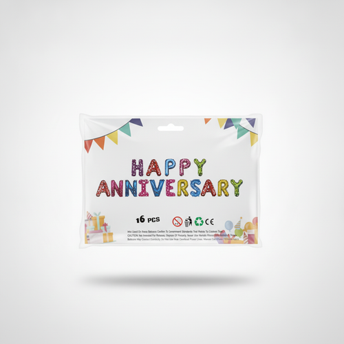 Happy Anniversary Foil Balloon Letter Set – 16 Pcs
