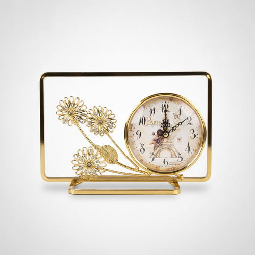Paris Eiffel Tower Gold Floral Decorative Table Clock