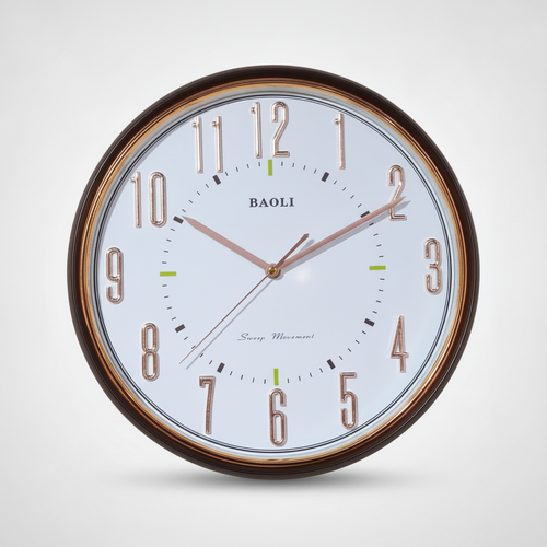 Baoli Sweep Movement Round Wall Clock – Rose Gold