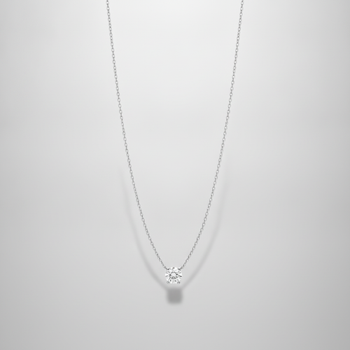 Delicate Solitaire Crystal Pendant Necklace in Silver