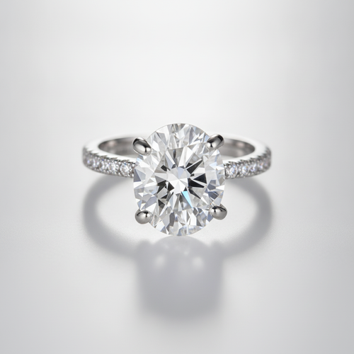 Classic Solitaire Diamond Ring with Pavé Band