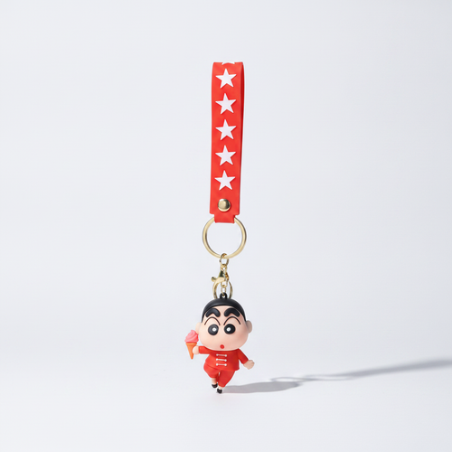 Crayon Shin-Chan 3D Figure Keychain with Red Star Strap