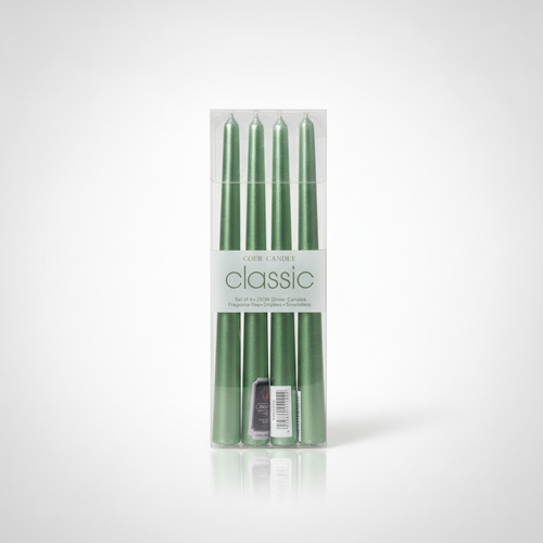 Coer Candle Classic Green Dinner Candles – Set of 4