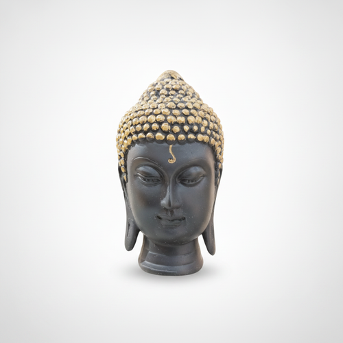 Black & Gold Buddha Head Statue – Decorative Zen Figurine
