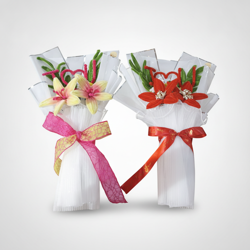 Handmade Chenille Pipe Cleaner Flower Bouquet Gift