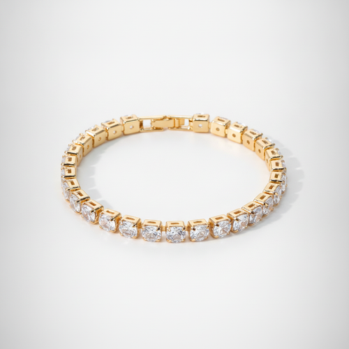 Gold Tennis Bracelet with Crystal CZ Stones