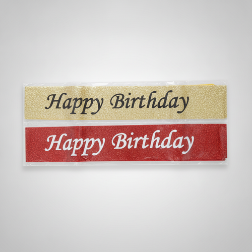 Happy Birthday Glitter Sash – Gold & Red Party Accessory