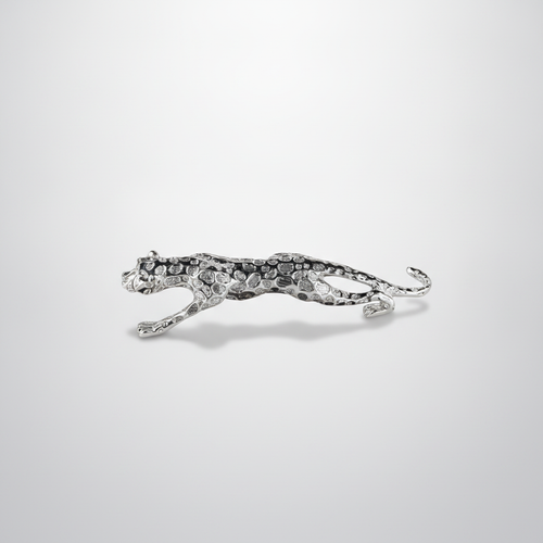 7-Inch Silver Leaping Leopard Brooch Pin – Statement Piece