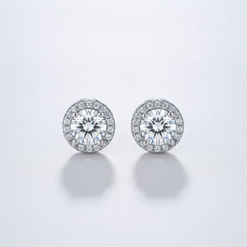 Crystal Halo Stud Earrings – Silver Sparkle