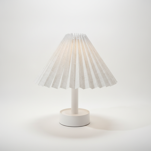 Pleated Umbrella Table Lamp with Built-In Charging Base