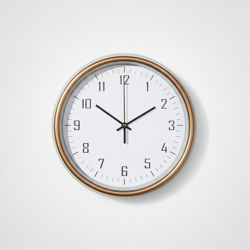 Modern Round Wall Clock with Gold Frame