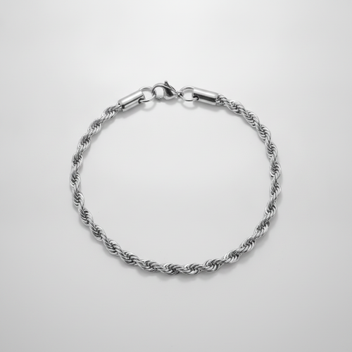 Silver Rope Chain Bracelet – Classic Twisted Link Design