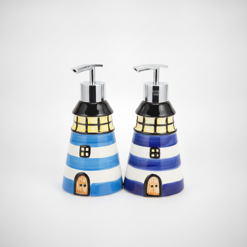 Nautical Lighthouse Ceramic Soap Dispenser – Blue & White