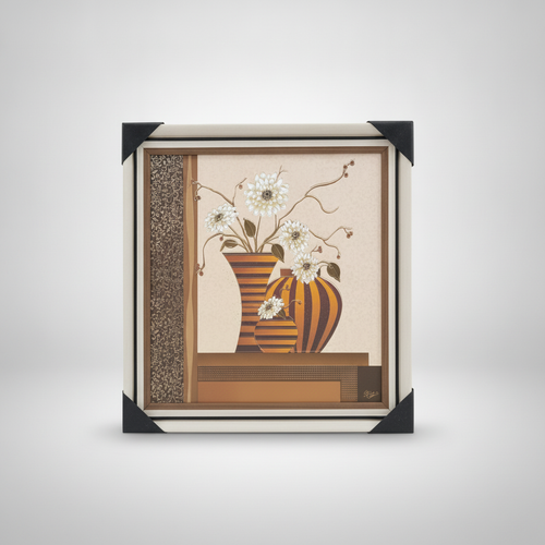 Elegant Floral Vase Wall Art Print with Decorative Frame