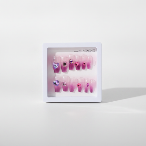 Purple Gem Press-On Nails with Crystal Jewels – Kids & Adults