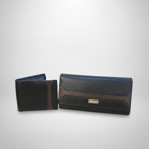 Wrangler His & Hers Leather Wallet Set – Black & Brown