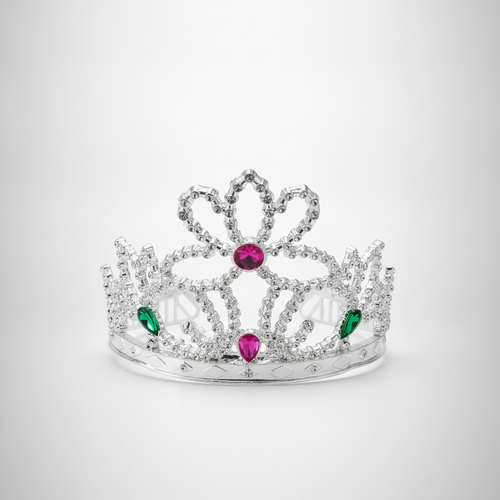 Silver Birthday Crown with Colorful Gemstone Accents