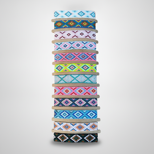 Woven Friendship Bracelets – Boho Diamond Pattern, 12 Colors