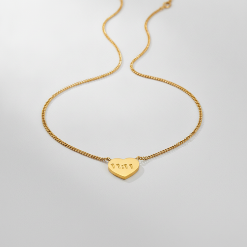 11:11 Gold Heart Pendant Necklace – Angel Number Charm