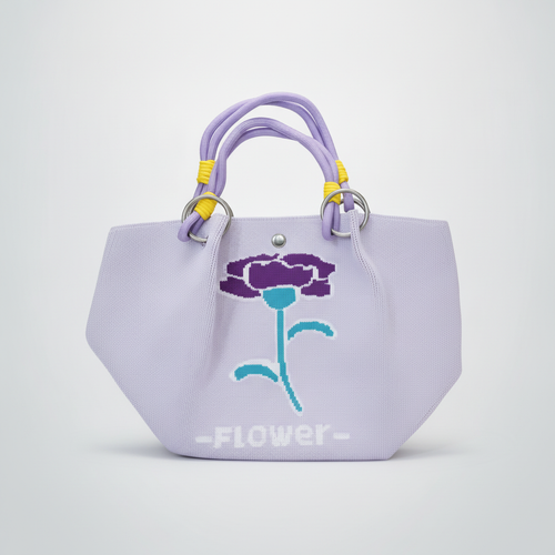 Floral Knit Mini Tote Bag with Rope Handles – Flower