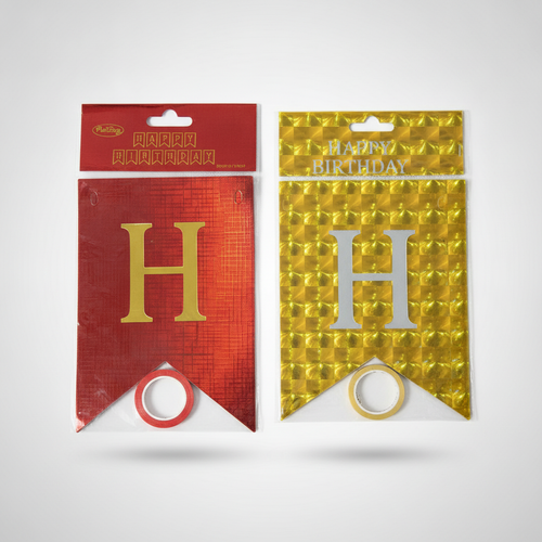 Happy Birthday Banner Bunting Set – Holographic Foil Decoration